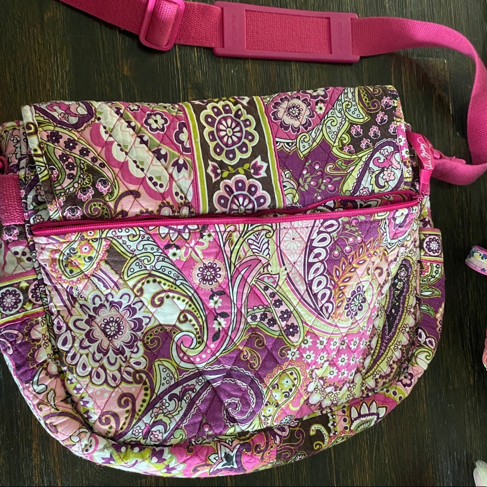 Vera Bradley Green and Pink paisley messenger bag - Picture 2 of 3